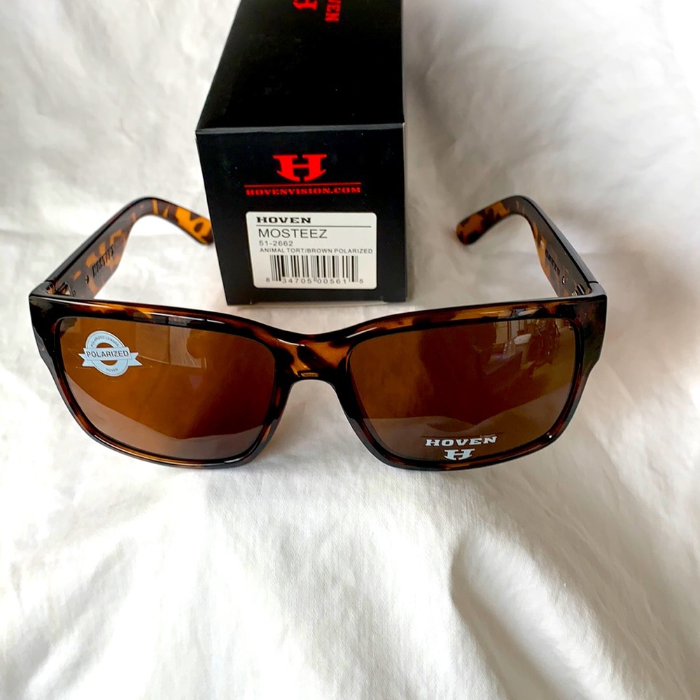 Hoven Mosteez Sunglasses - Animal Tort with Brown Polarized Lenses.  Big Fit